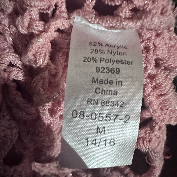 Boho Chic Pink Crochet Tunic Top – Asymmetrical Hem Festival Cover-Up - Picture 4 of 4